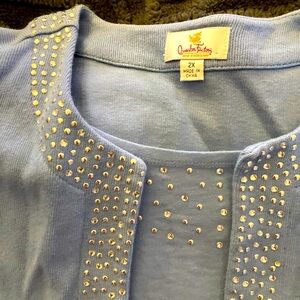 Quacker factory sweater with jeweled neckline built in tank